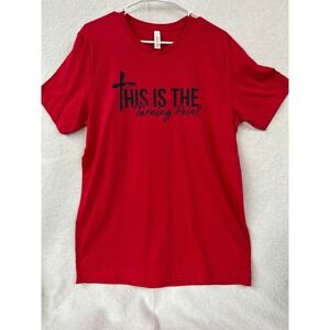 Bella Canvas Red Religious Graphic T-Shirt This Is The Turning Point Cross L